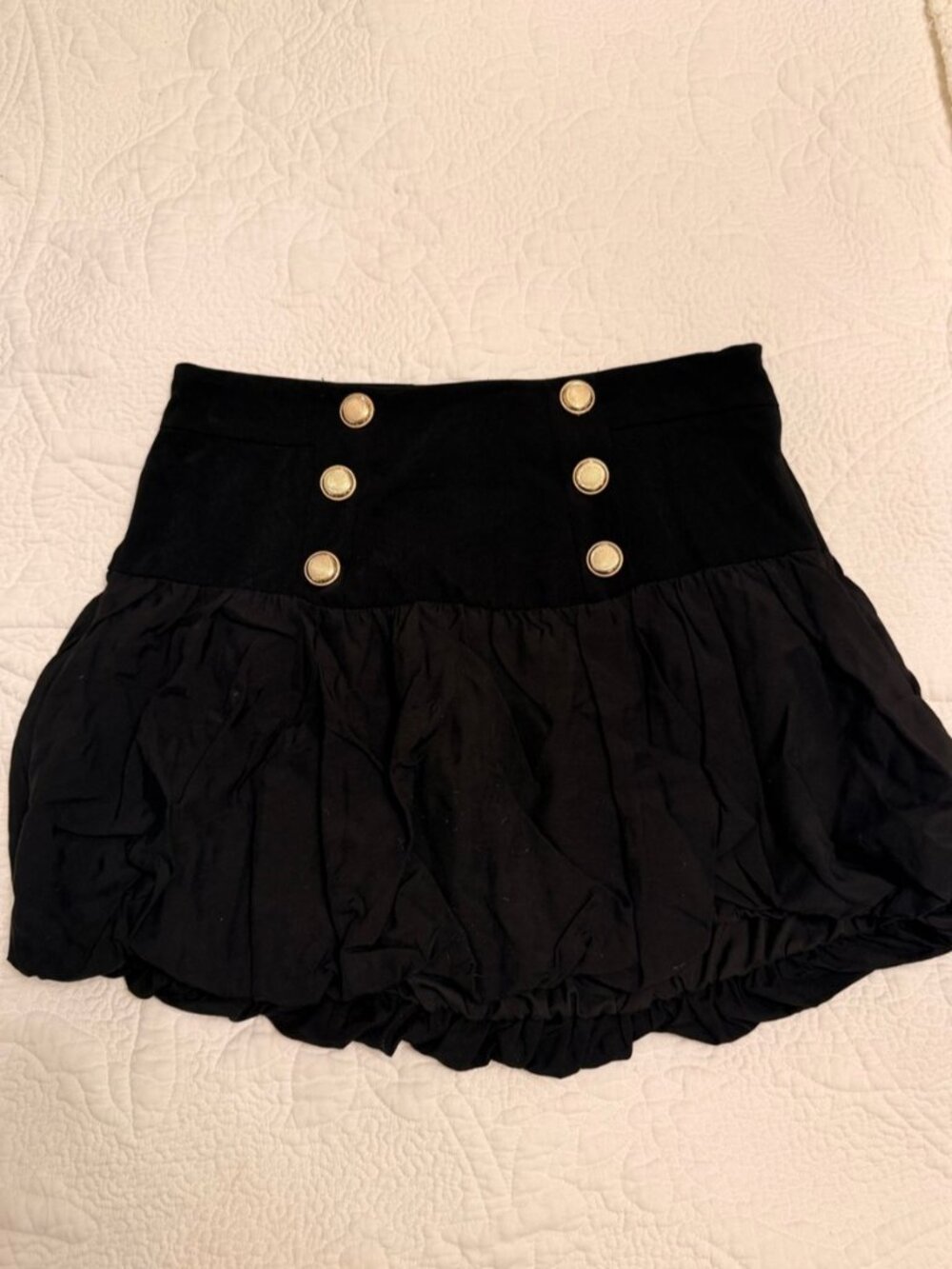 Waist Bubble Skirt with Gold Buttons